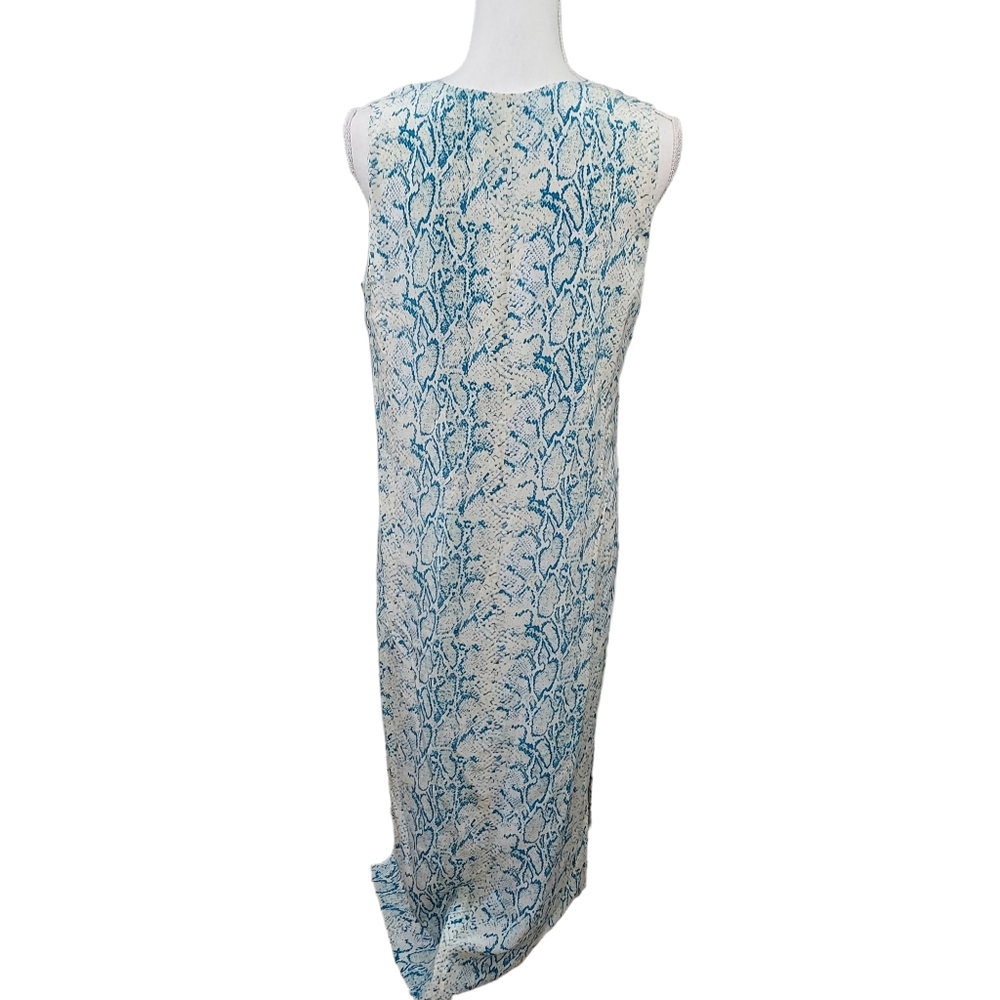 Equipment Connery turquoise silk snake print dress M - Picture 4 of 12